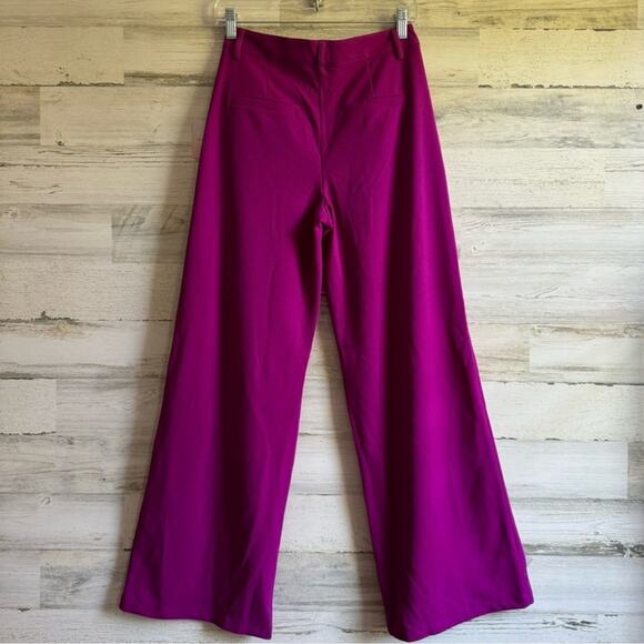 🍁 NWT Happily Grey Wide Leg Trouser Pants Full Length High Waisted Front Slit XS - Picture 4 of 15